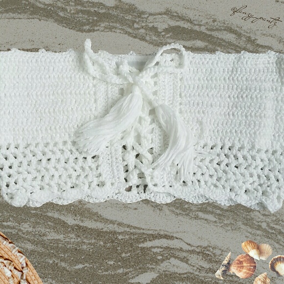 Crochet bikini swimsuit white 2 piece - Picture 5 of 7